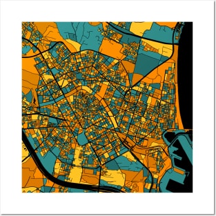 Valencia Map Pattern in Orange & Teal Posters and Art